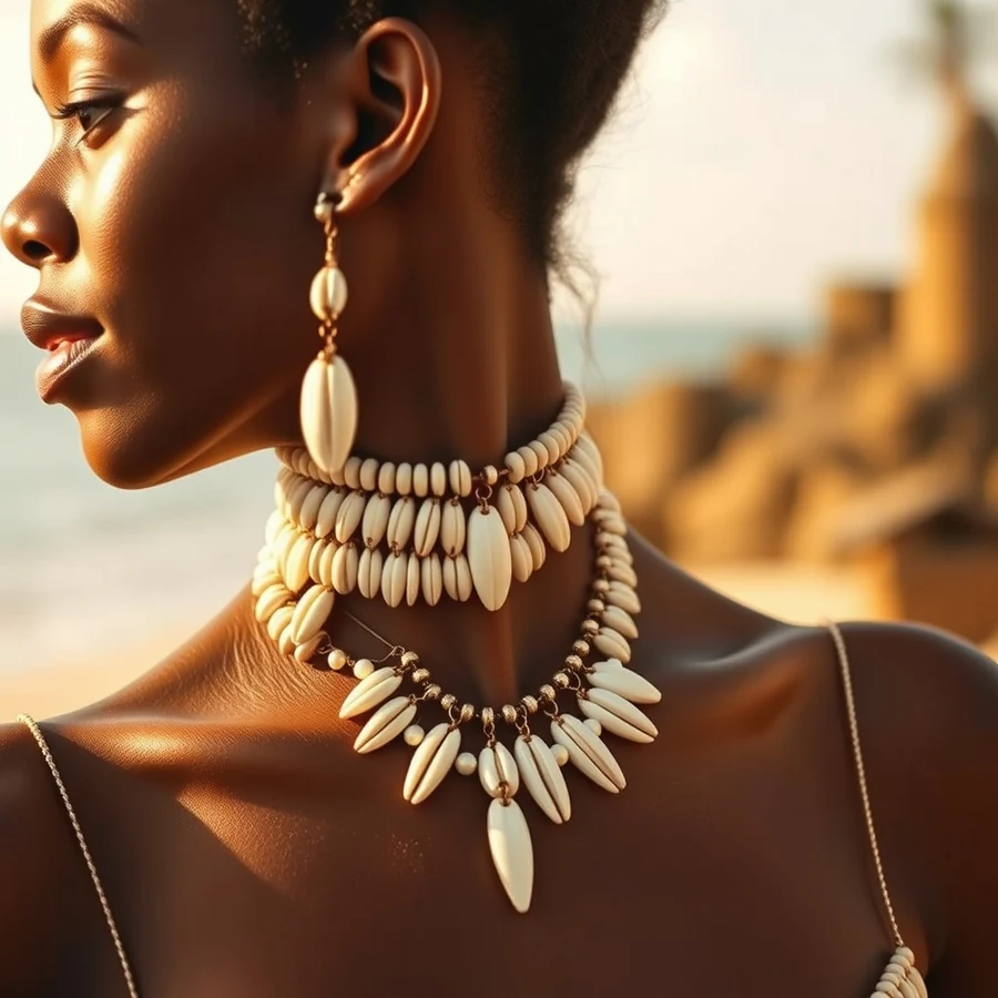 Cowrie Shell Choker and Earring Set